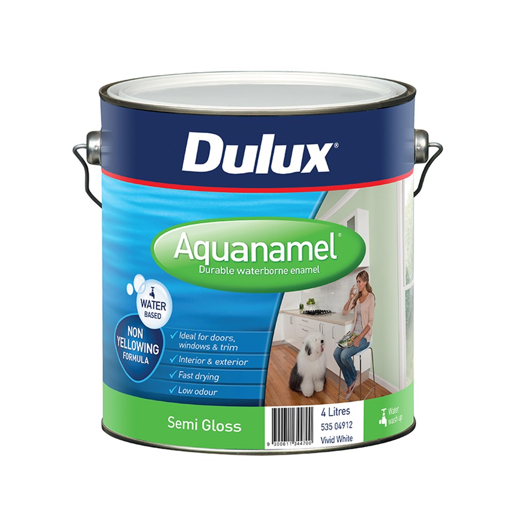 Dulux Aquanamel Semi Gloss Vivid White 4L Inspirations Paint Store